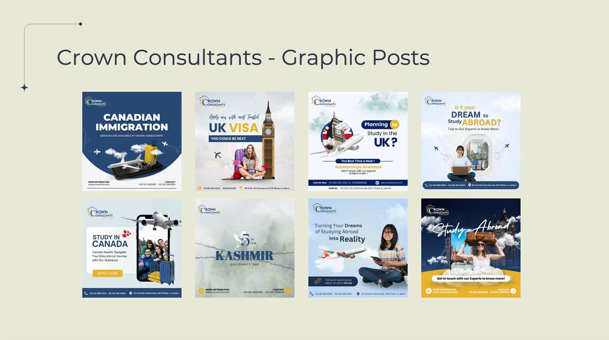 Crown Consultants immigration and education social media posts